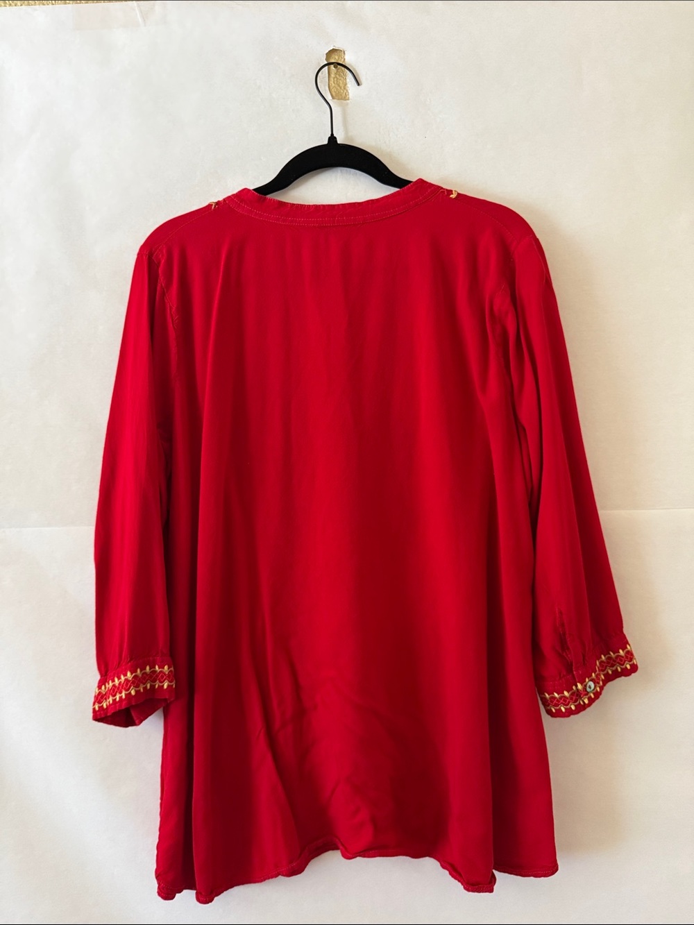 64 Sixty Five Embroidered Tunic Size XXL Red Multicolor Floral Boho Long Sleeve - Picture 2 of 13
